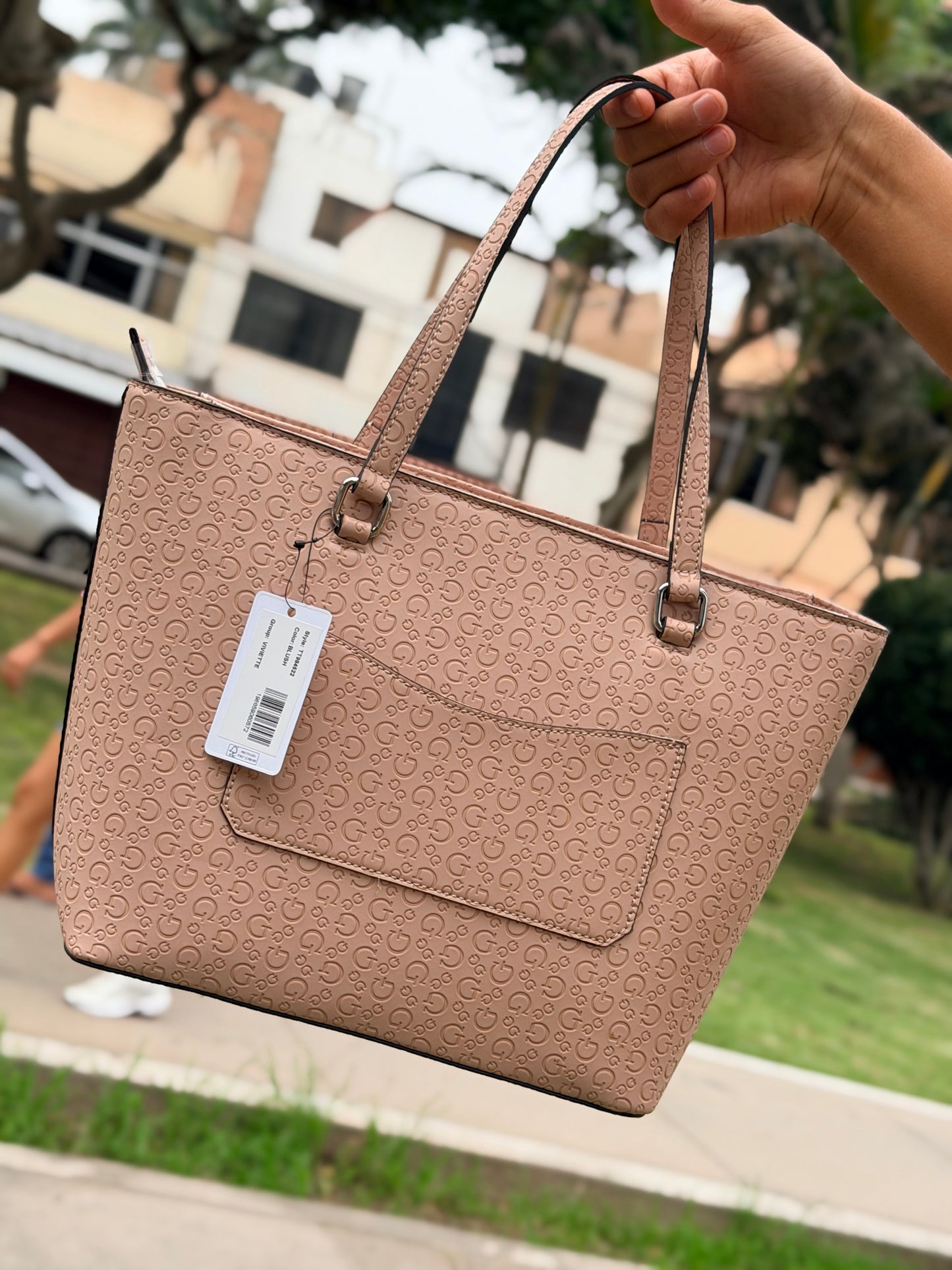 TOTE BAG GUESS PINK MONOGRAM