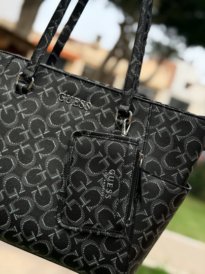 GUESS TOTE NEGRA + TARJETERO