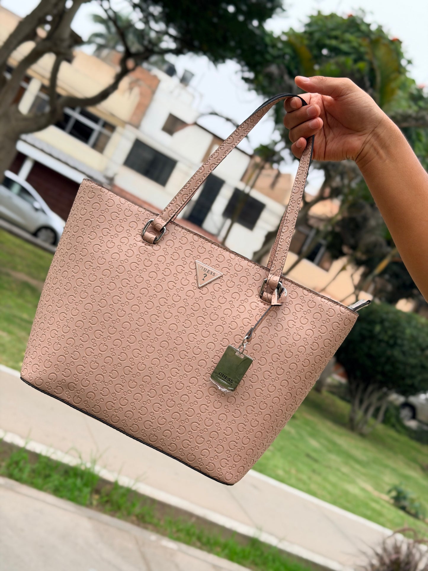 TOTE BAG GUESS PINK MONOGRAM