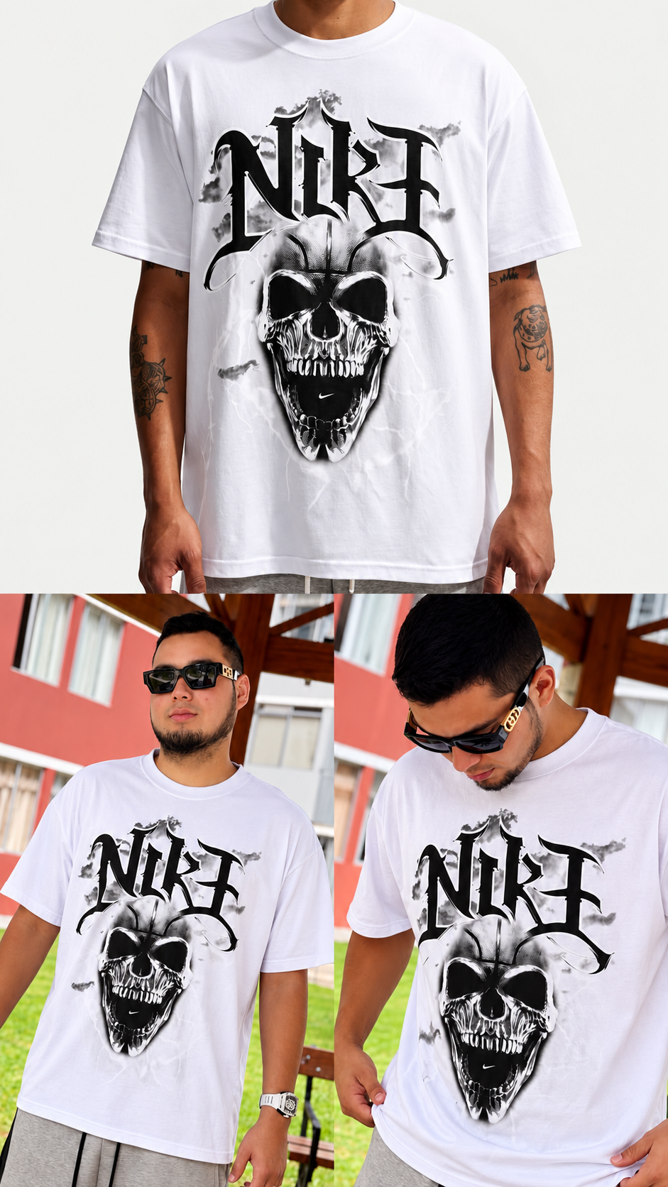 GOTHIC SKULL TEE WHITE