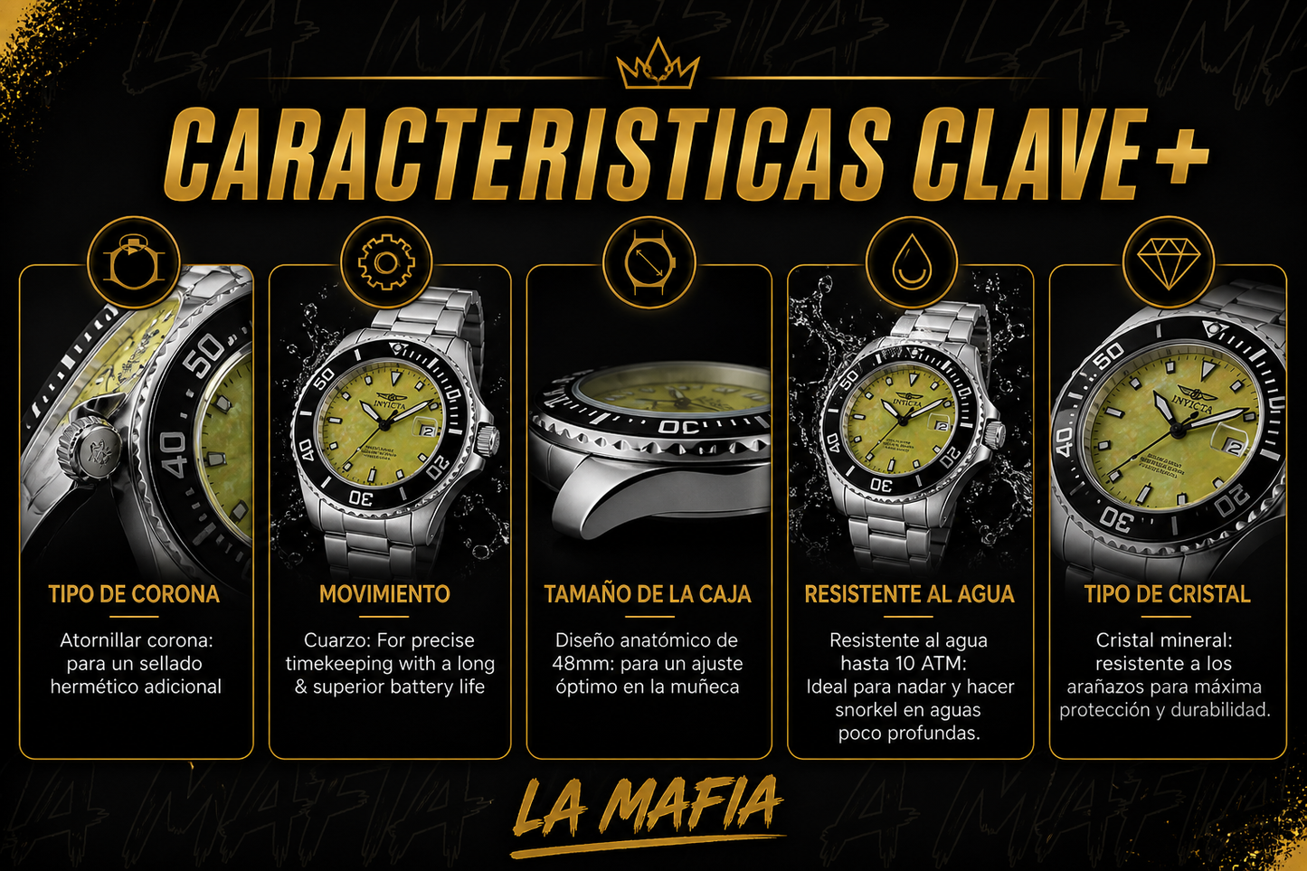 INVICTA YELLOW DIAL TORNASOL