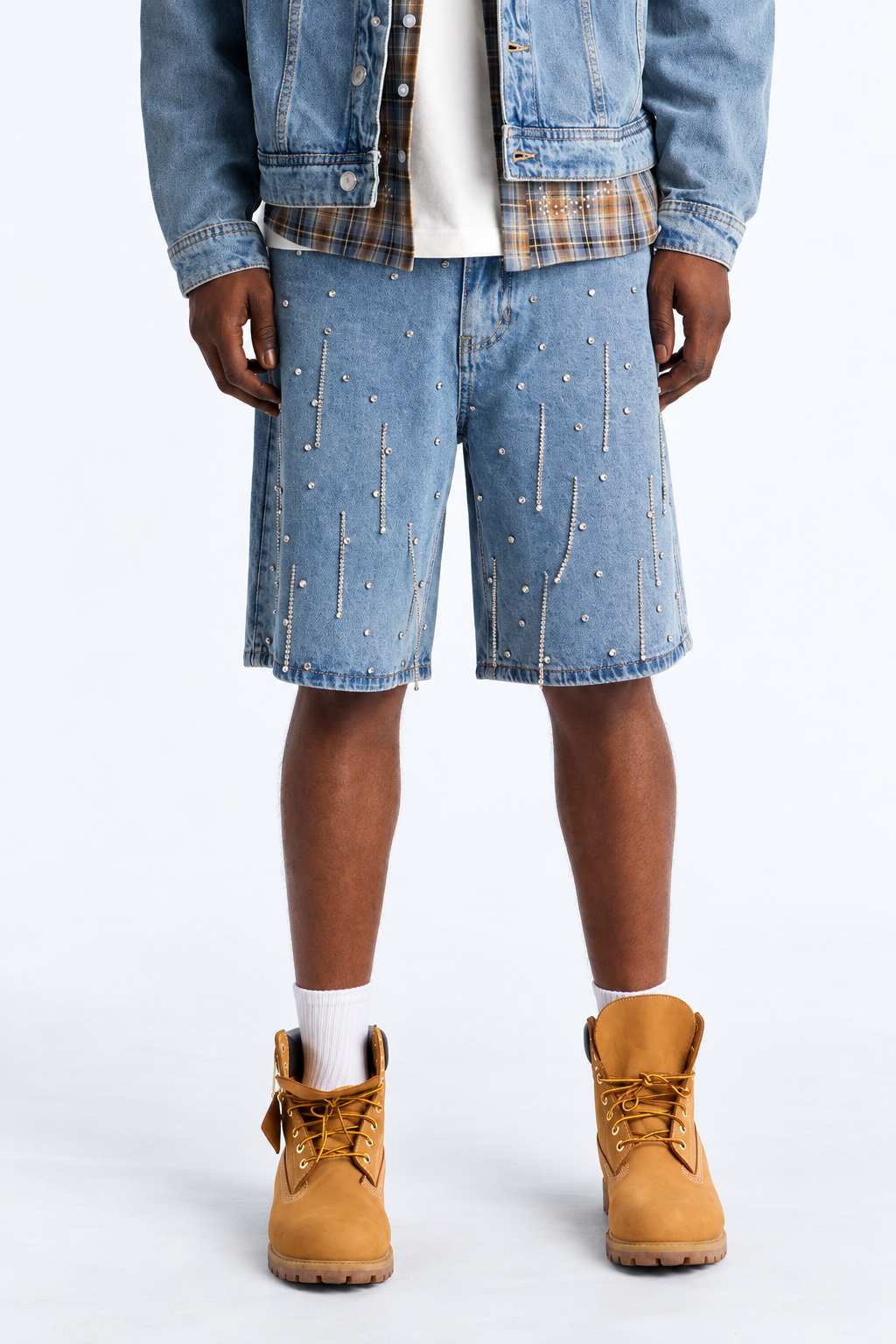 SHORT DENIM RHINESTONES