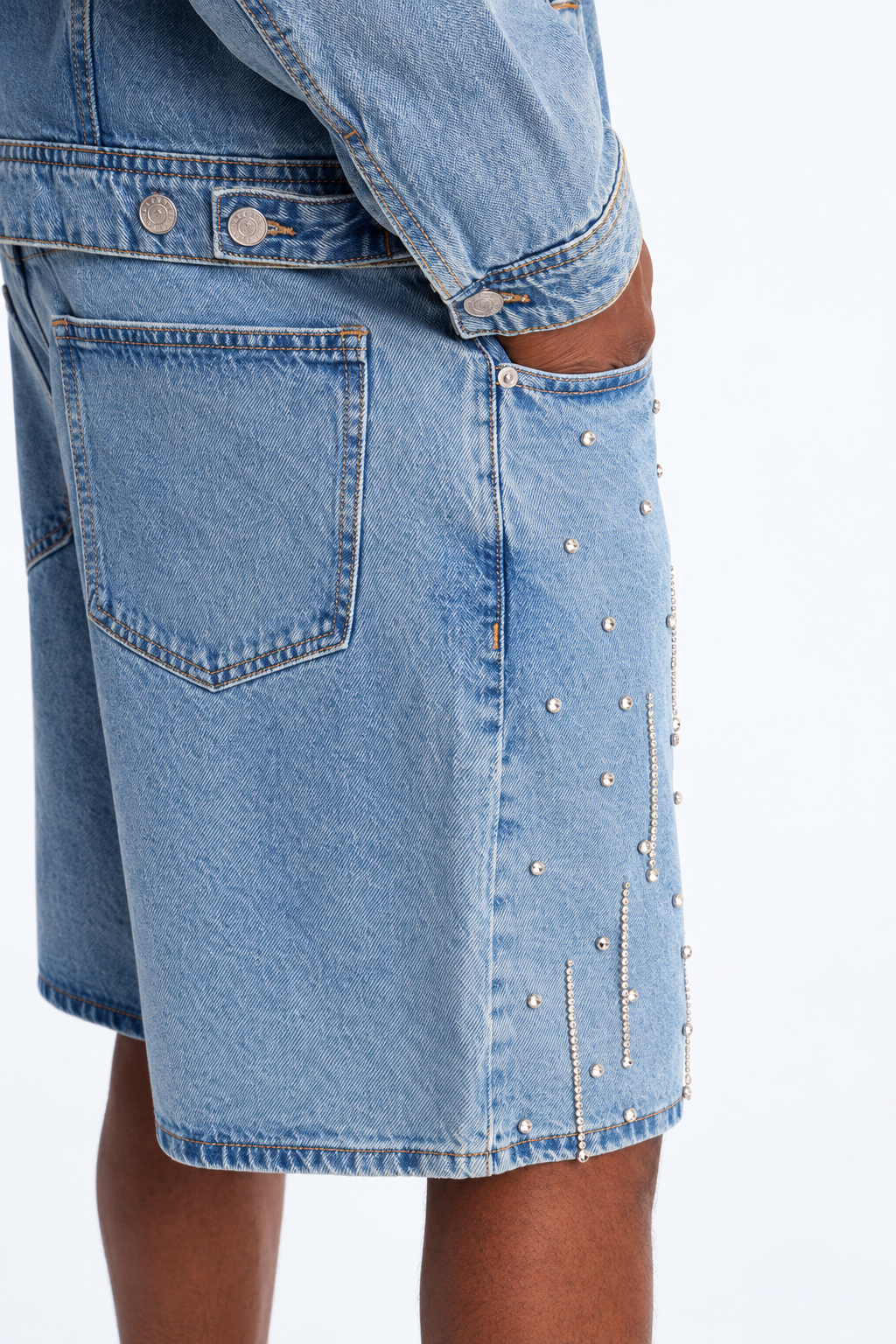 SHORT DENIM RHINESTONES