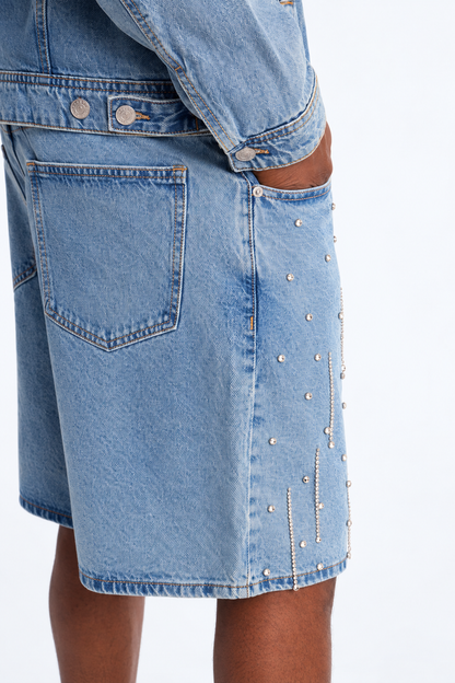 SHORT DENIM RHINESTONES