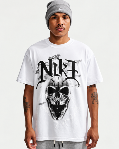 GOTHIC SKULL TEE WHITE