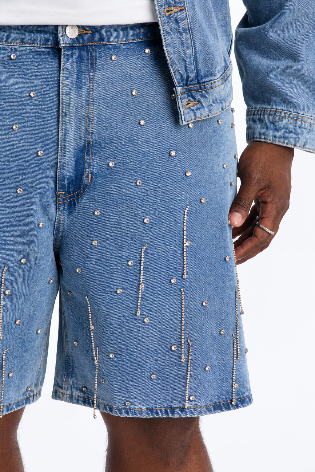 SHORT DENIM RHINESTONES